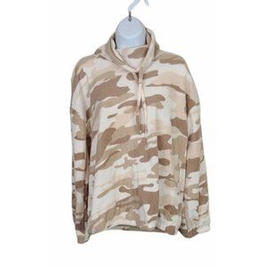 Derek Heart NWT Camouflage Fleece Funnel Neck Cinched Waist Pullover medium